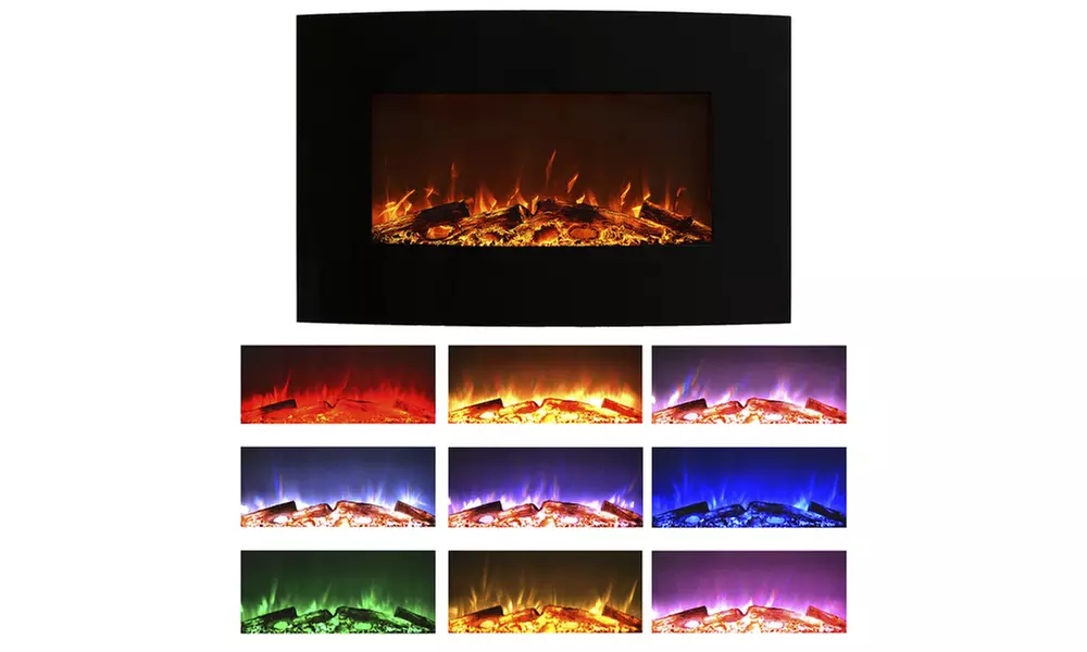 Northwest 36" Curved Color Changing Fireplace Wall Mount Floor Stand - Second Medium