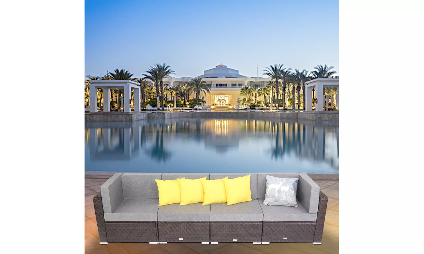 4-Pieces Outdoor Sectional Patio Wicker Rattan Sofa Furniture - Primary Image