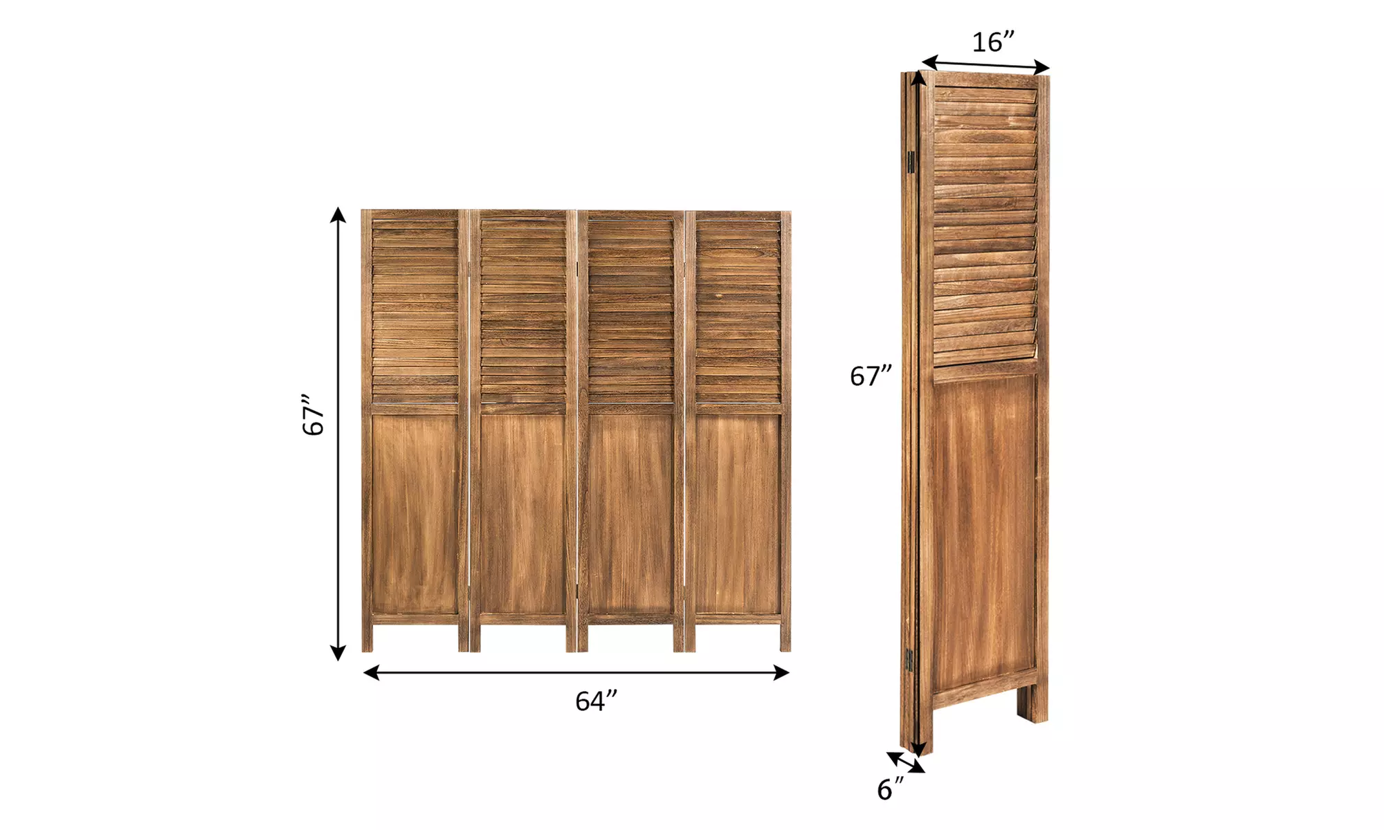 Costway 4 Panel Folding Privacy Room Divider Screen 5.6 Ft Tall Brown