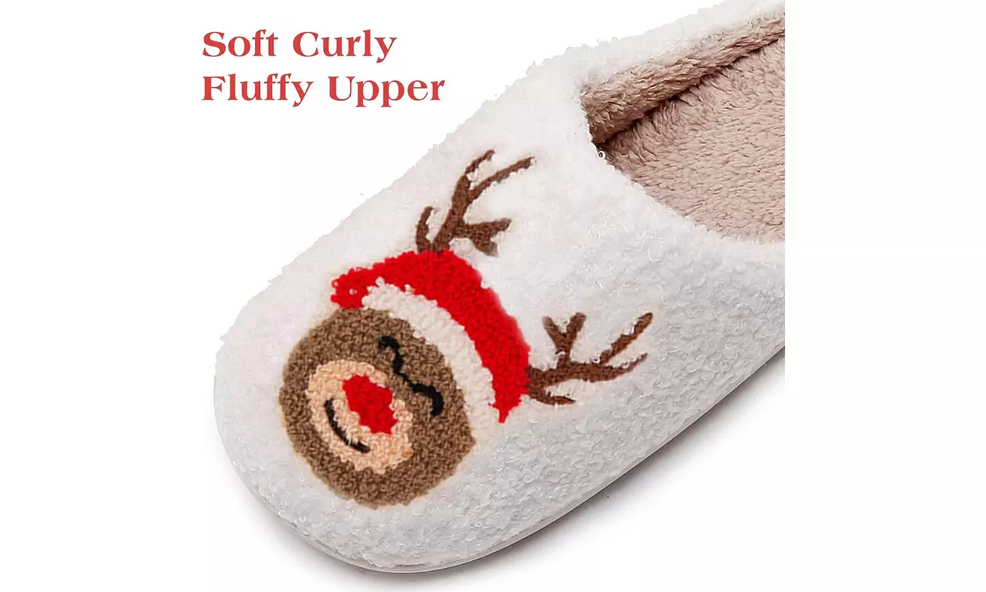 Cute Christmas Slippers for Women Warm Plush House Shoes