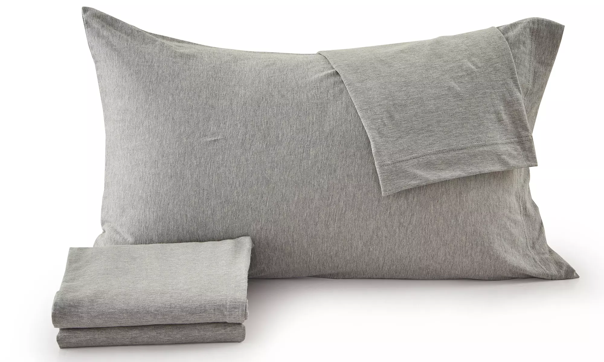 FreshFolds Ultra-Soft Cotton Heathered Melange Jersey Knit Sheet Set