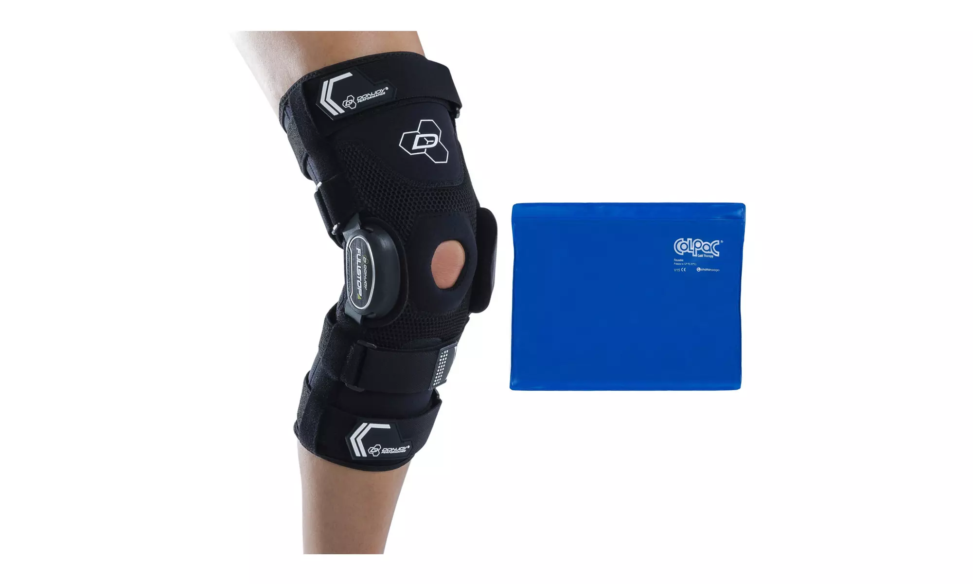 DonJoy Performance BIONIC FULLSTOP Knee Brace (Black, Large) and Ice Pack - Primary Image