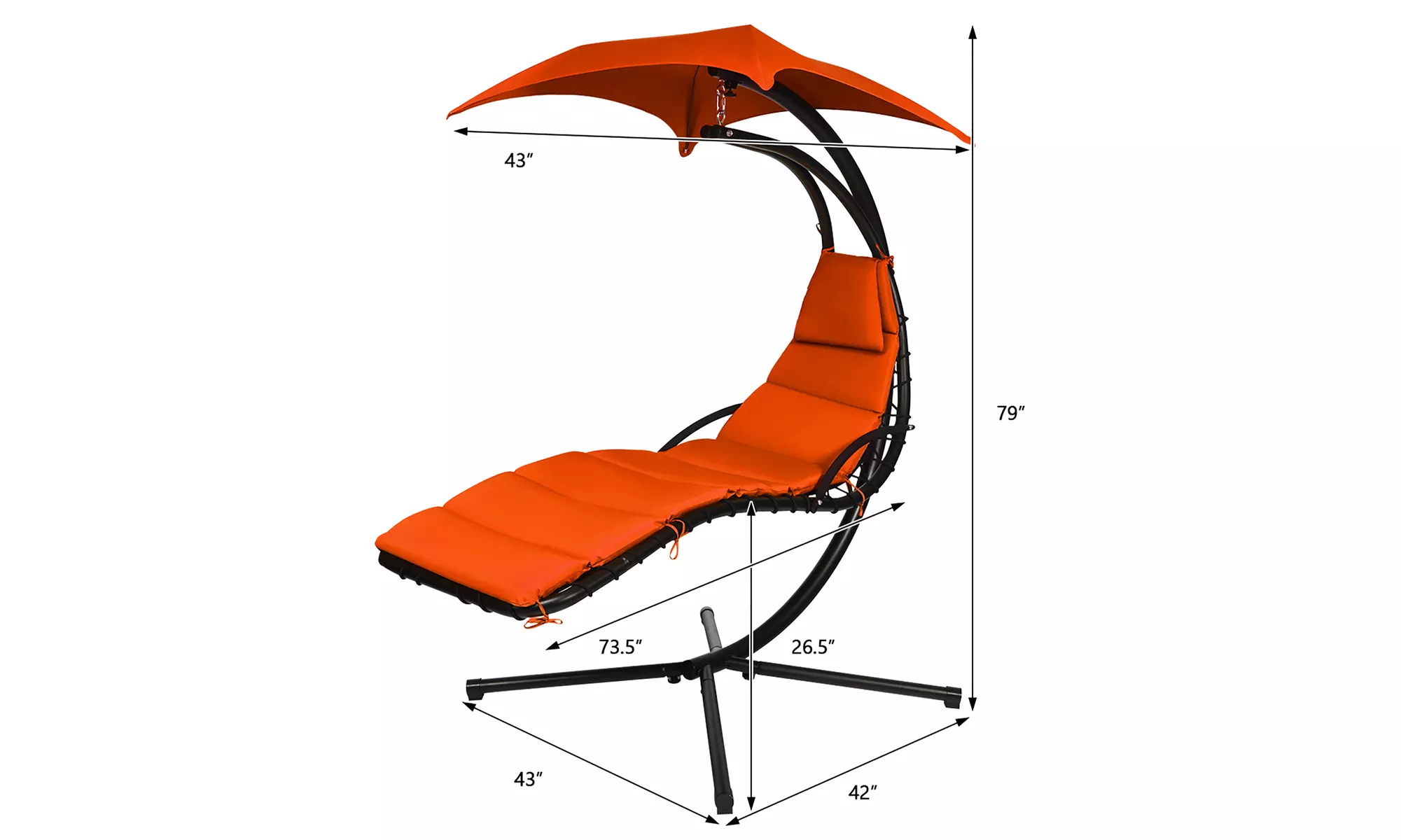 Costway Hanging Swing Chair Hammock Chair w/ Pillow Canopy Stand 3 colors