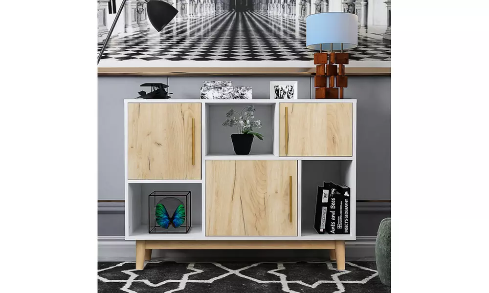 Multi-purpose storage cabinet with display stand and door kitchen sideboard - Primary Image