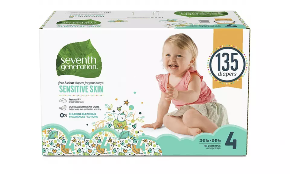Seventh Generation Diapers for Sensitive Skin, Animal Prints, Size 4, 135 count - Second Medium