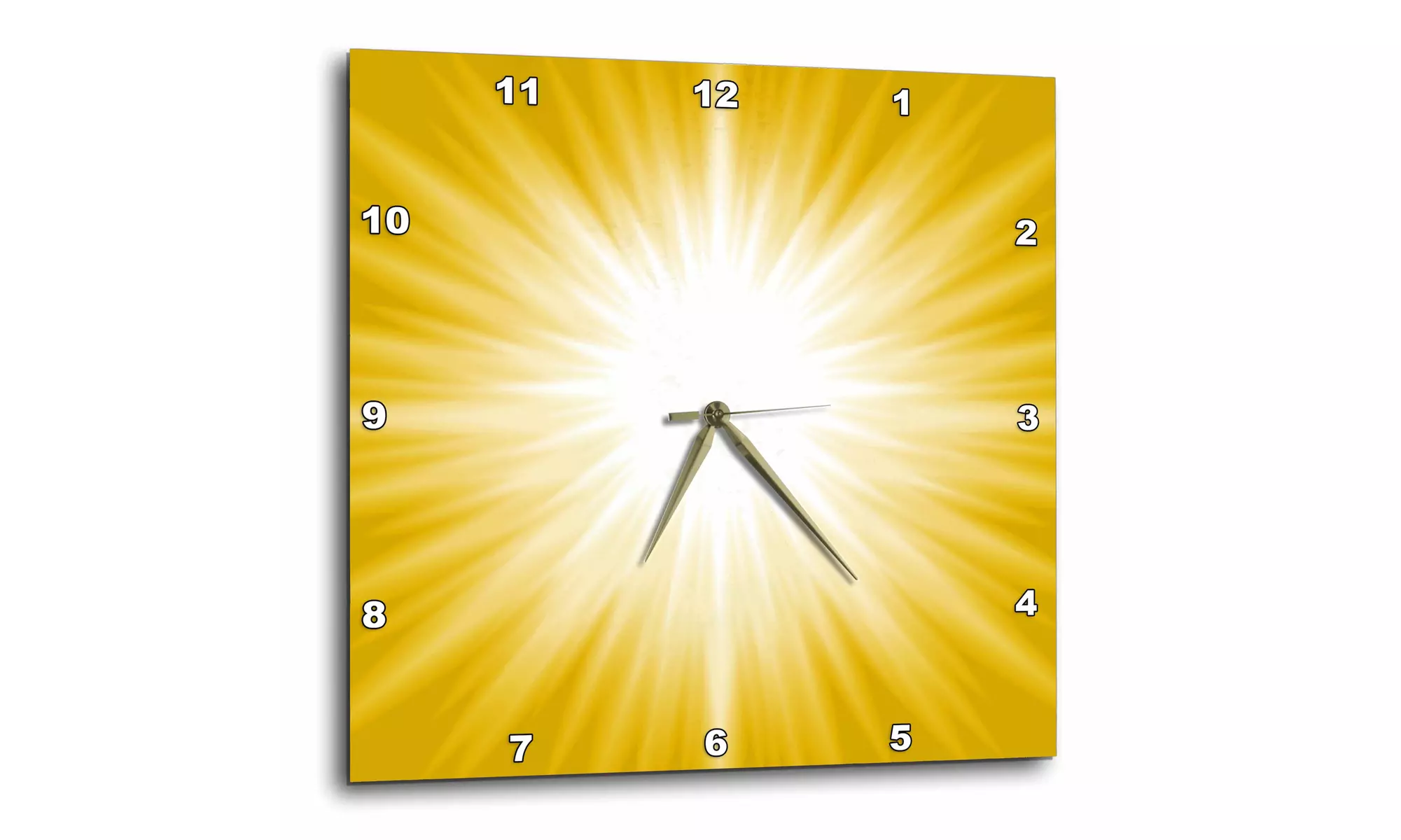  Wall Clock - White Sun Burst On A Yellow Background  - Primary Image