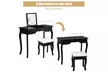 Vanity Dressing Table Set Mirrored bathroom W/Stool Table Desk White/Black - Second Medium