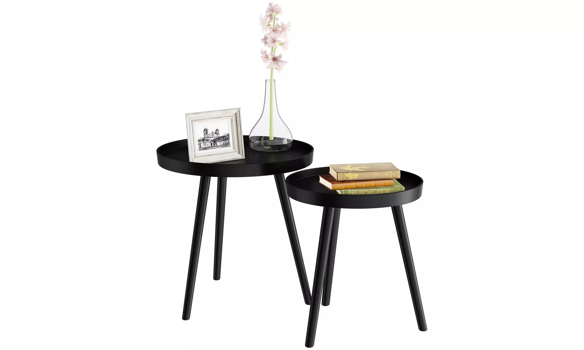 Lavish Home Nesting End Tables with Tray Top (Set of 2) - Second Medium