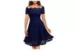 Women's Boat Neck Vintage Floral Lace Cocktail Formal Swing General Dress - Second Medium