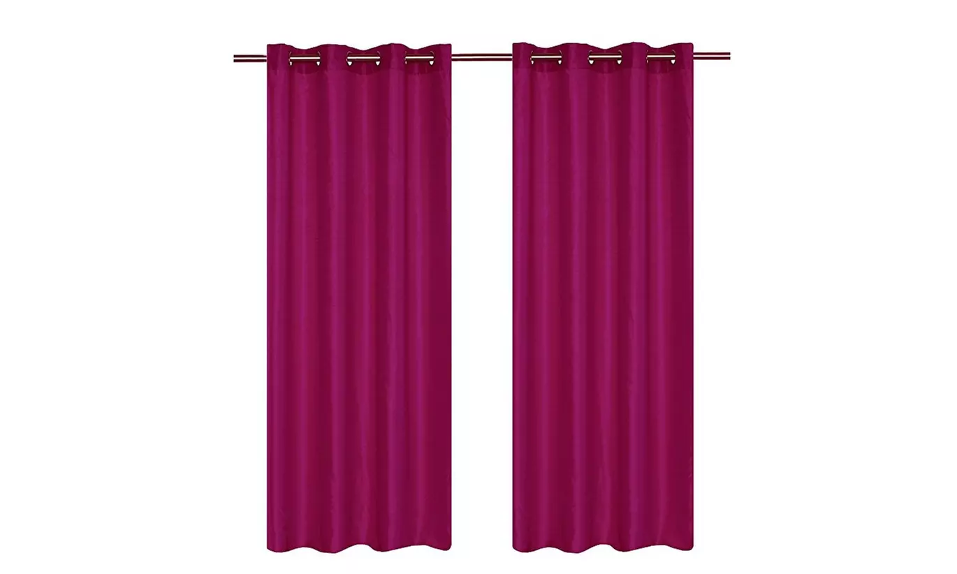 LJ Home Fashions OO276 Silkana Window Panels In Magenta; Set Of 2 - Primary Image