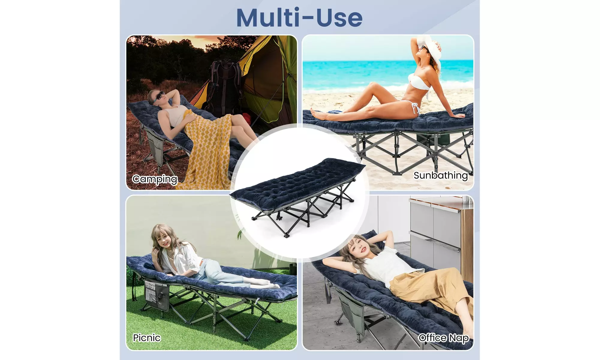 Costway Camping Cot Pad Sleeping Mattress Crystal Velvet Outdoor Lightweight