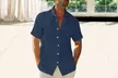 Mens Casual Button Down Short Sleeve Shirts Cuban Camp Guayabera Beach Tops - Second Medium