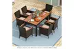 Costway 7 Pieces Outdoor Wicker Dining Set with Acacia Wood Table and 6 Chairs - Second Medium