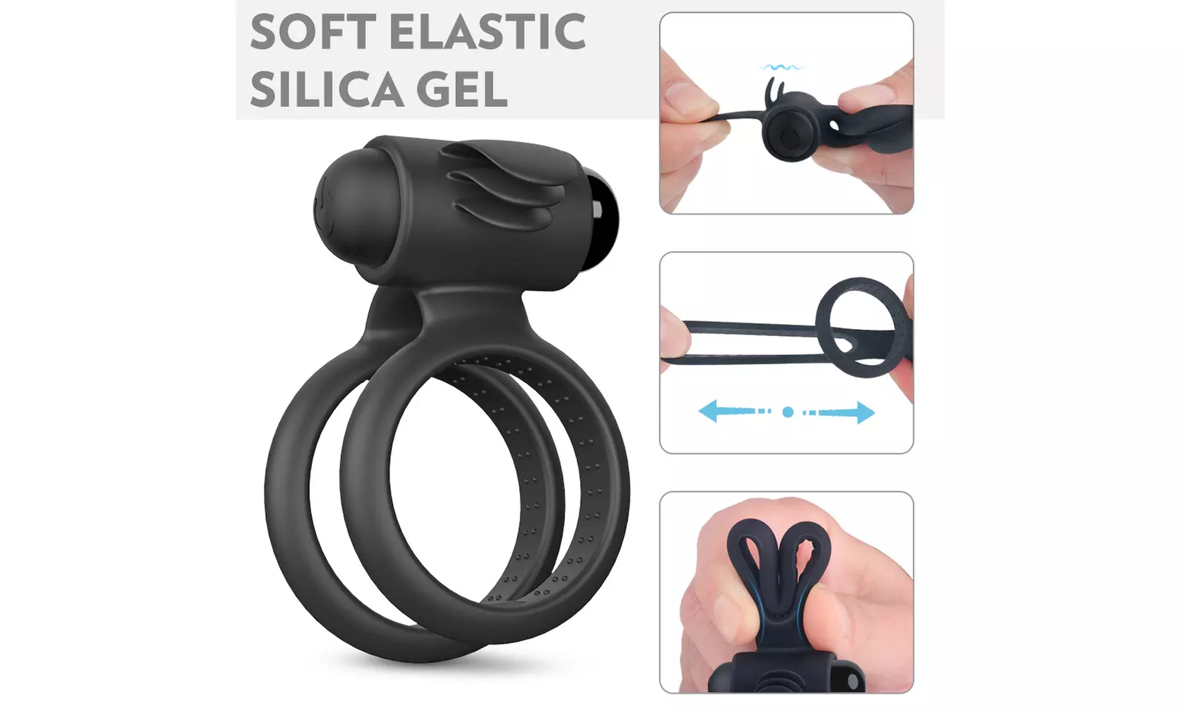 Vibrating C Ring Dual Penis Rings Vibrator Enhance Size