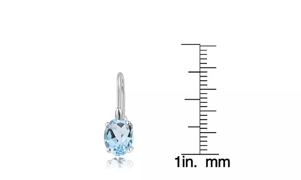 Sterling Silver Blue Topaz 8x6mm Oval Leverback Earrings 
