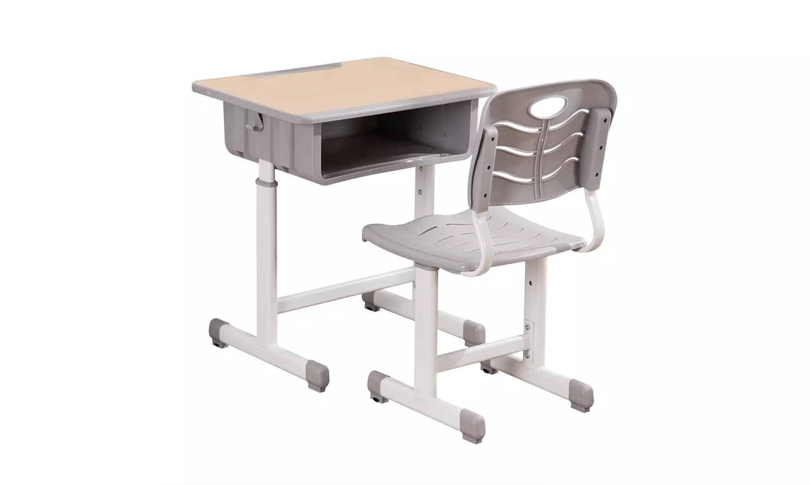 Adjustable Students Children Desk and Chairs Set Light Grey