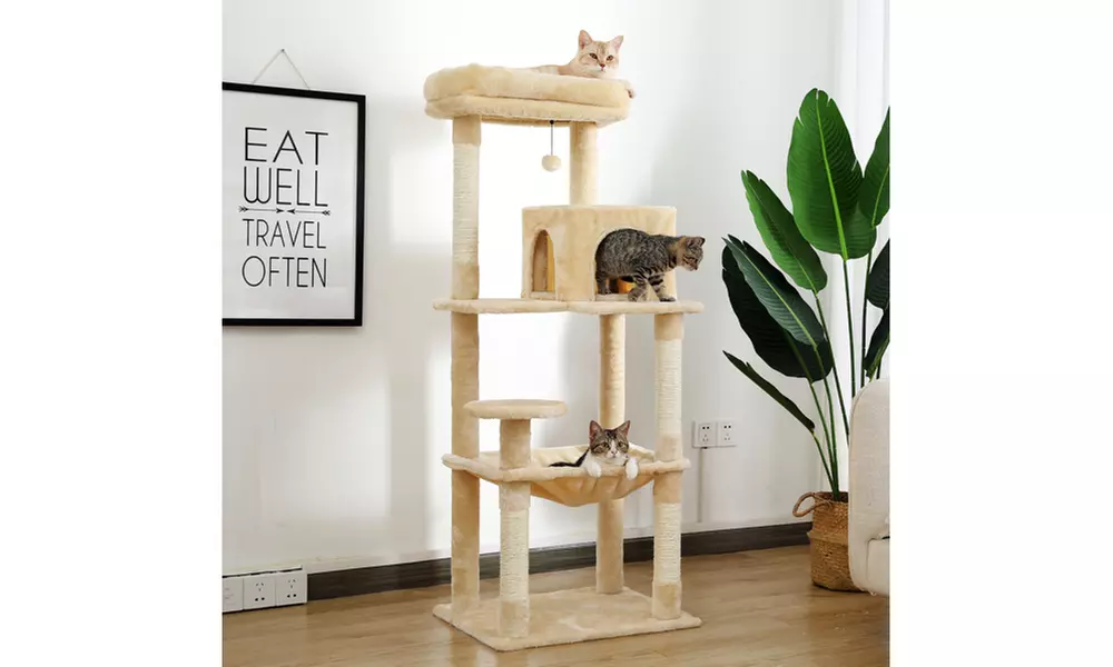 Luxury Cat Tree Cat Tower with Sisal Scratching Post, Cozy Condo, Top Perch