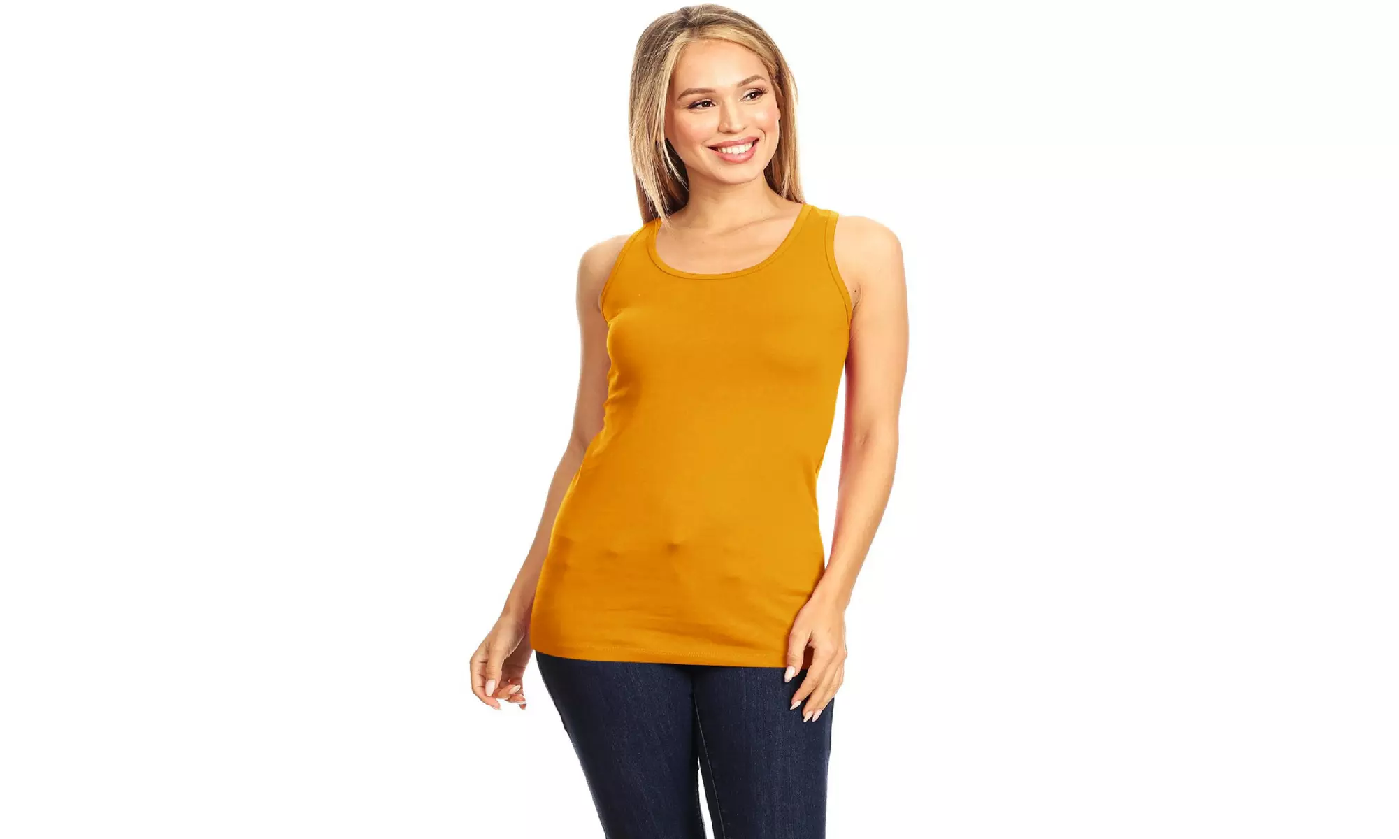 Basic Solid racerback tank top with scoop neck