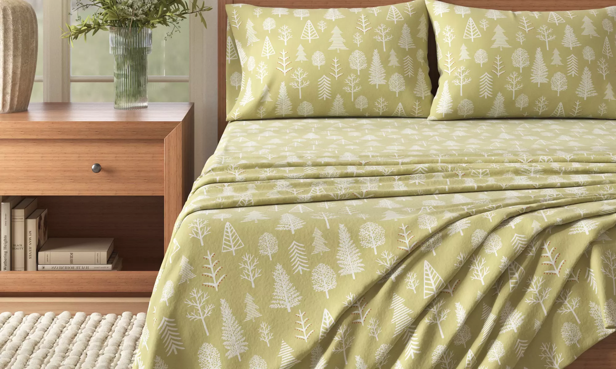 Nature Print Turkish Cotton Flannel Sheet Set