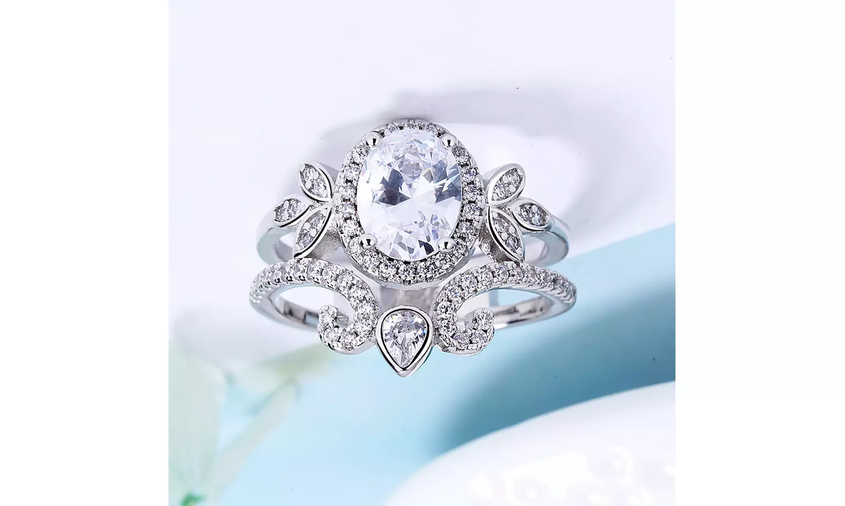 Sterling Silver Quaint Engagement Ring with crystals from Swarovski - Primary Image