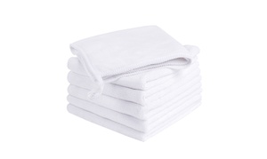 6 Pack White Washcloths Set Highly Absorbent and Soft Feel Fingertip Towels