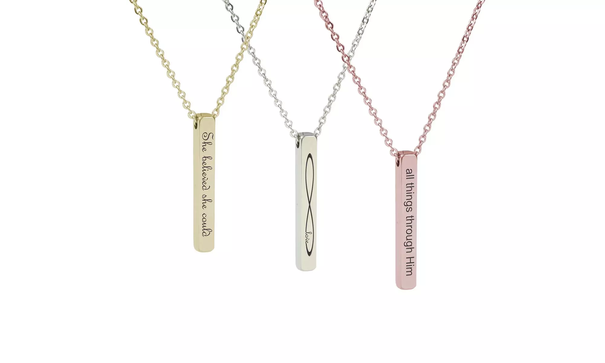 3D VERTICAL BAR INSPIRATIONAL NECKLACE BY PINK BOX - Primary Image