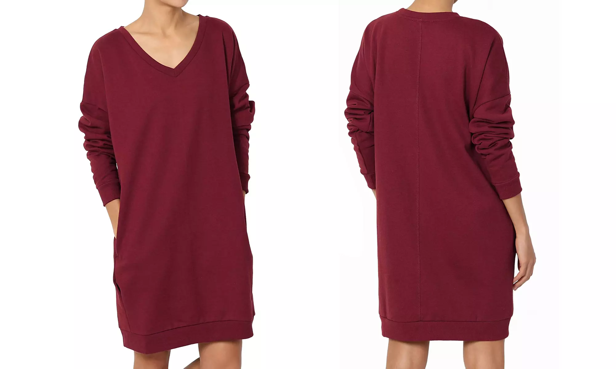 Haute Edition Women's Loose Fit Sweatshirt Dress With Pockets S-3X