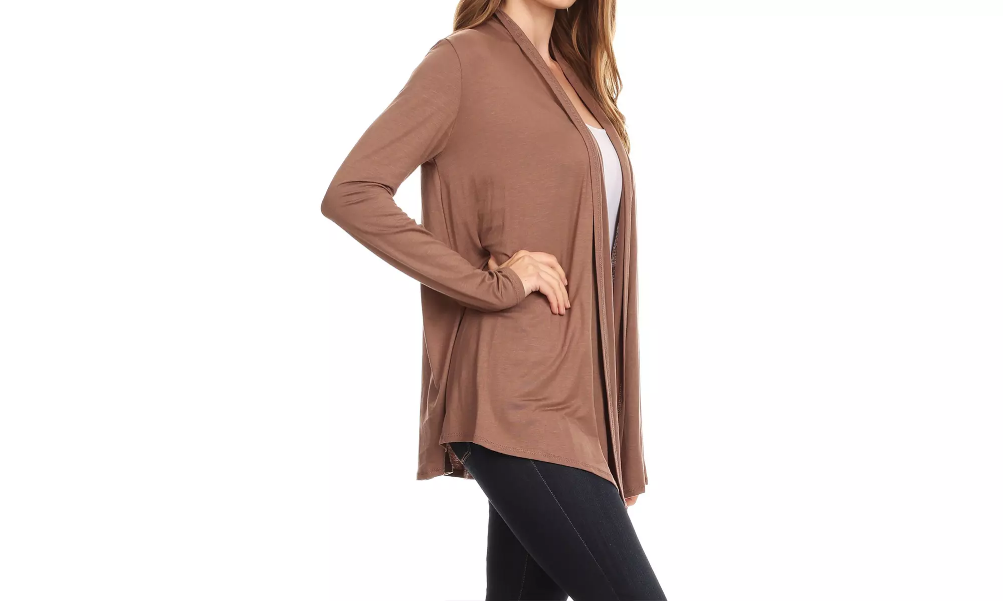Solid Lightweight Soft Long Sleeves Open Front Cardigan