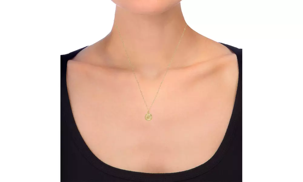 Disc Pendant Necklace In 14K Solid Gold
