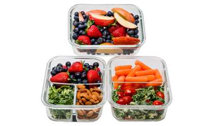 1 & 2 & 3 Compartment Glass Meal Prep Containers - 3 Pack, 35 Oz