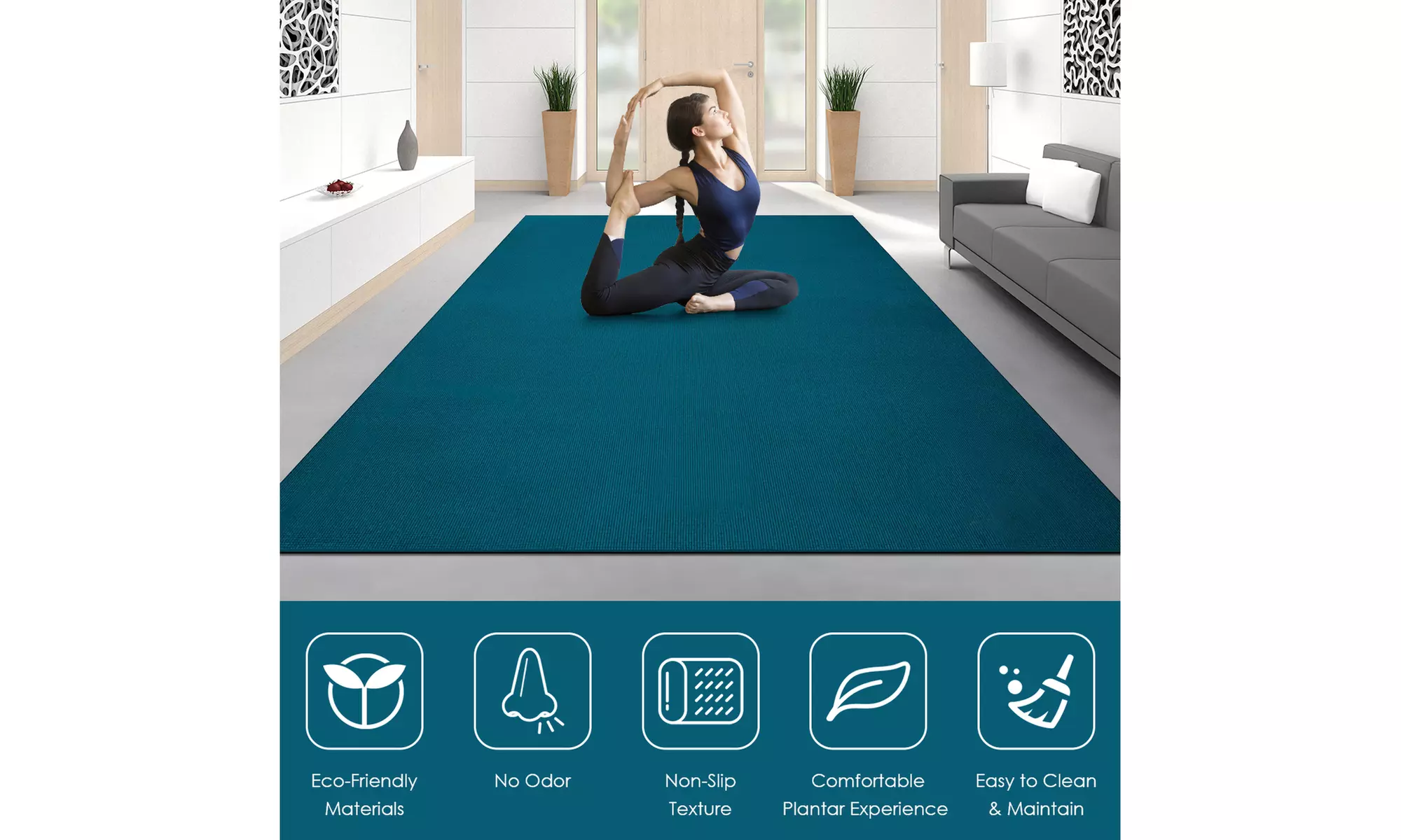 Large Yoga Mat 6' x 4' x 8 mm Thick Workout Mats for Home Gym Flooring