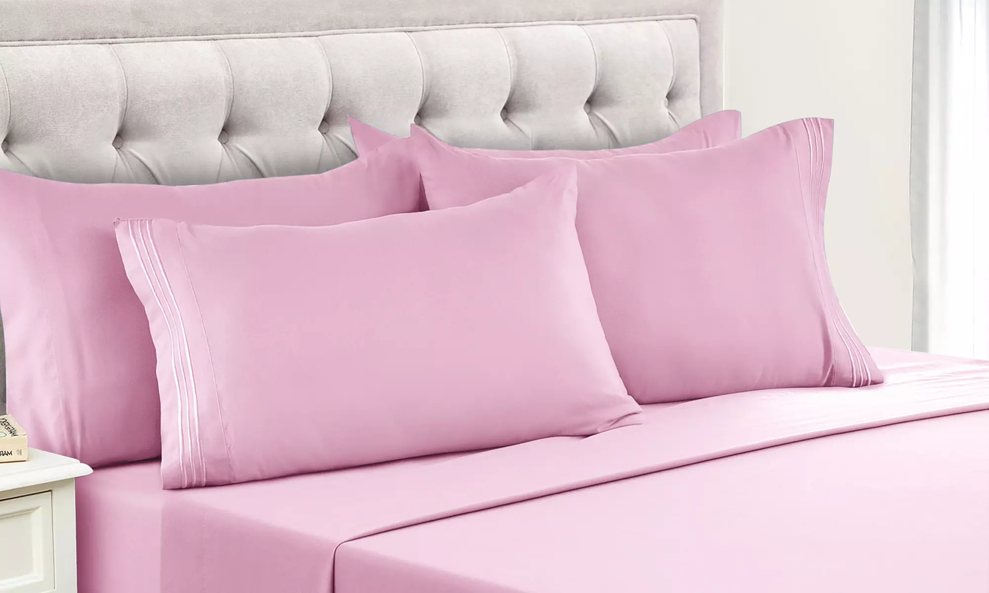 Lux Decor 6pc Premium Soft Microfiber Bed Sheet Set with Pillowcases
