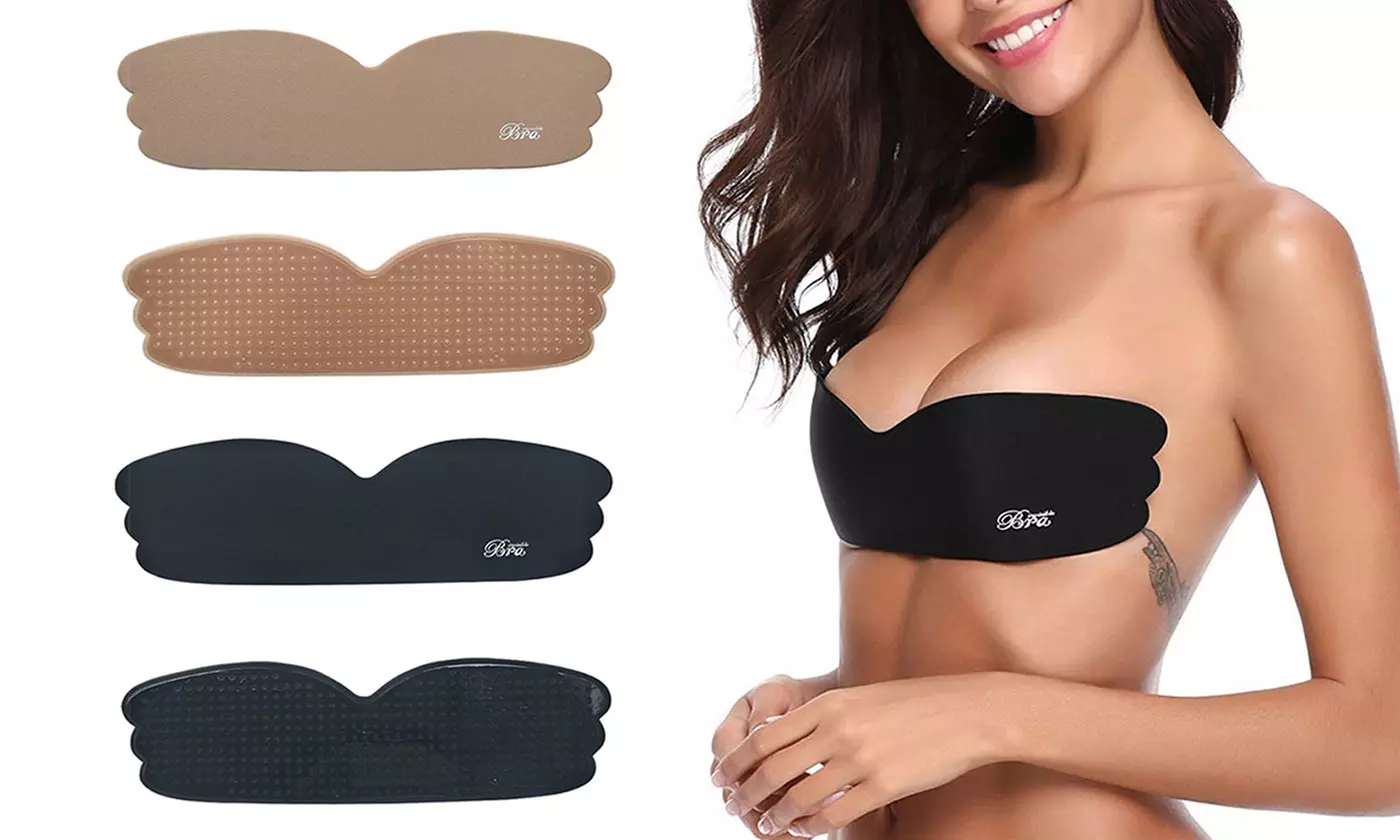 Adhesive Bra Reusable Strapless Self Push-up Invisible Sticky Backless Bra - Primary Image