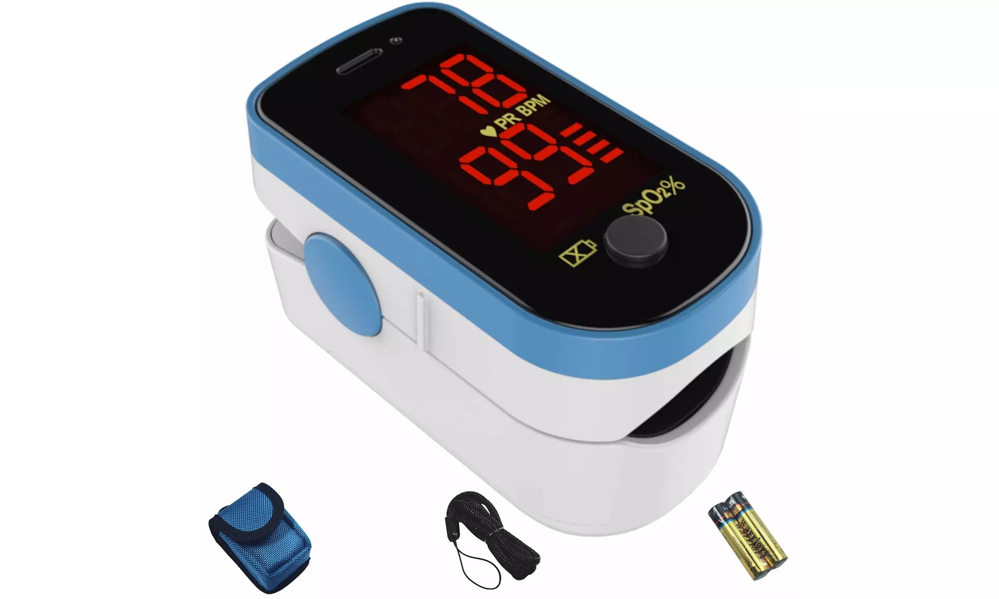 CHOICEMMED Sky Blue Finger Pulse Oximeter - Blood Oxygen Saturation Monitor  - Primary Image