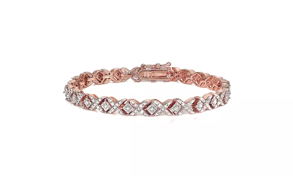 Rose Gold Tone 1.00 Carat Diamond Miracle Set X Tennis Bracelet - Primary Image