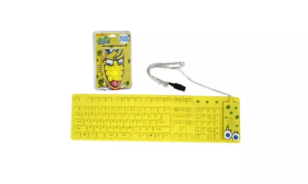 SpongeBob Yellow USB Wired Roll-up Keyboard - Primary Image