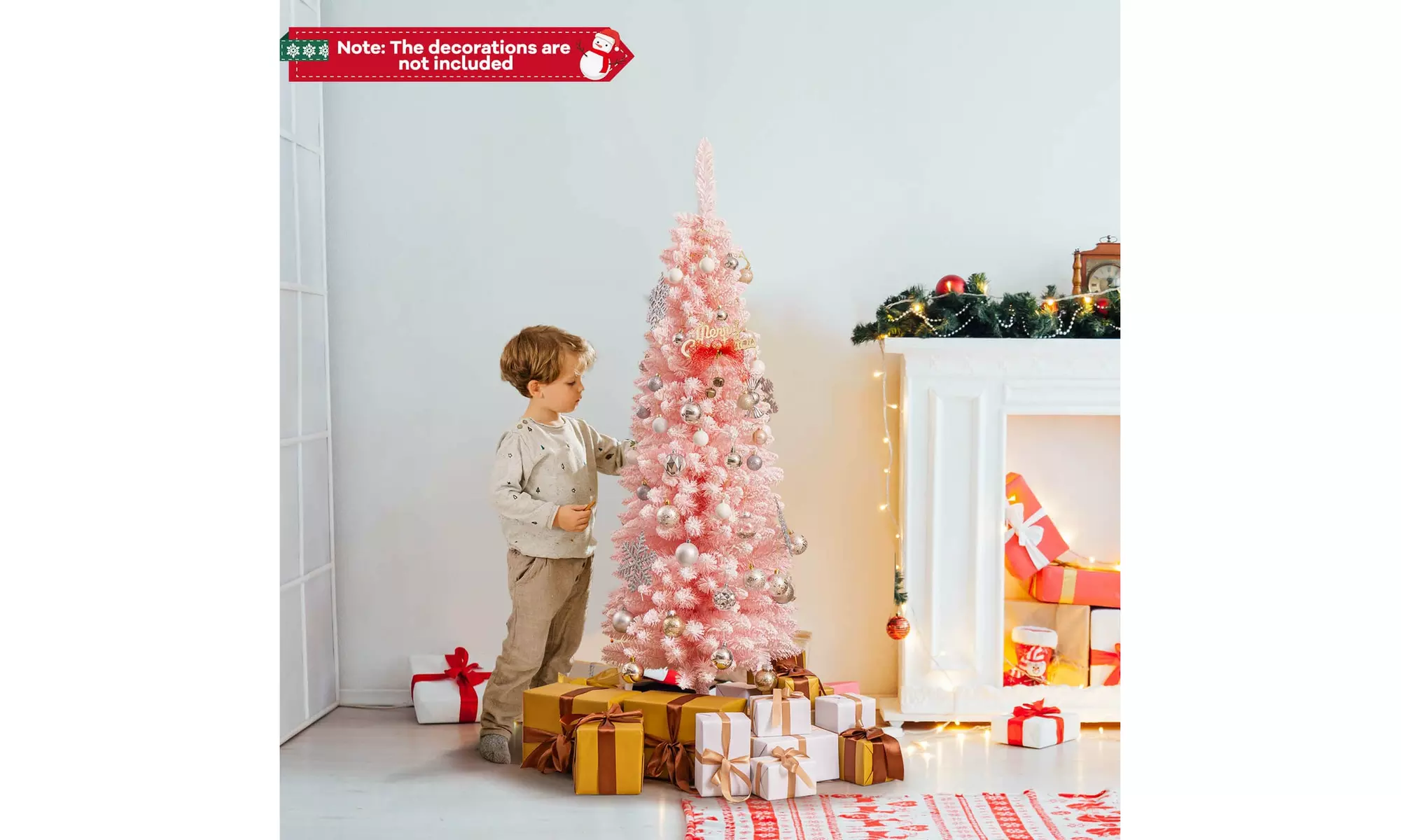 Costway 5/6/7/8 FT Artificial Christmas Tree with 328 Branch Tips Metal Stand