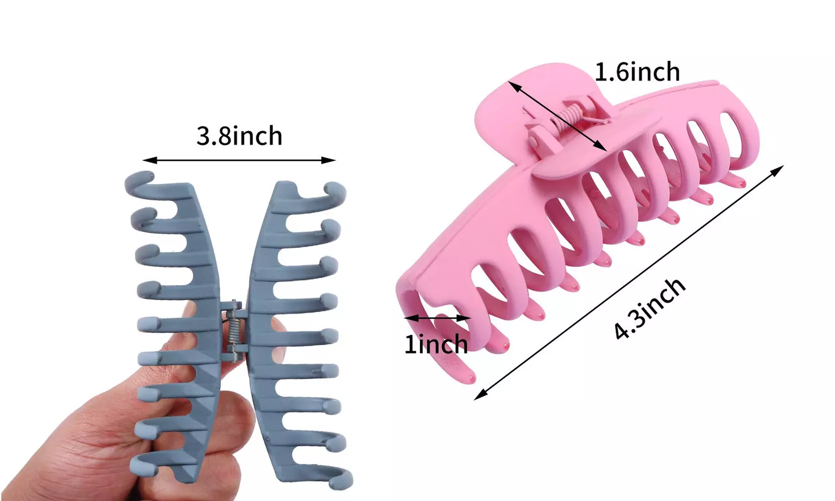 8 Pack: Women's Acrylic Large Claw Matt Hair Clips For Hair Styling and Grip - Second Medium