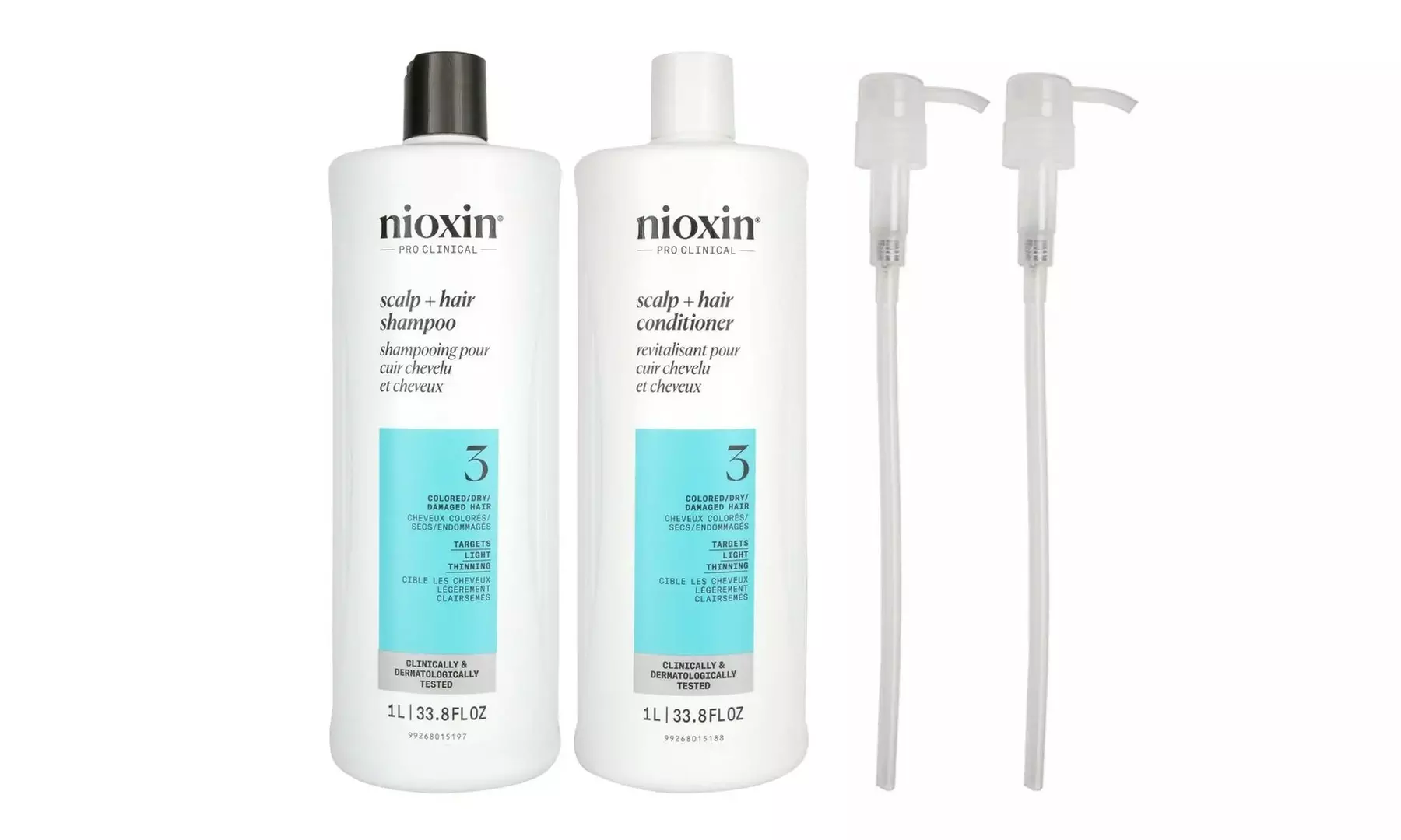 Nioxin Cleanser and Scalp Therapy Conditioner Liter Duo pumps System 1, 2 ,3,4