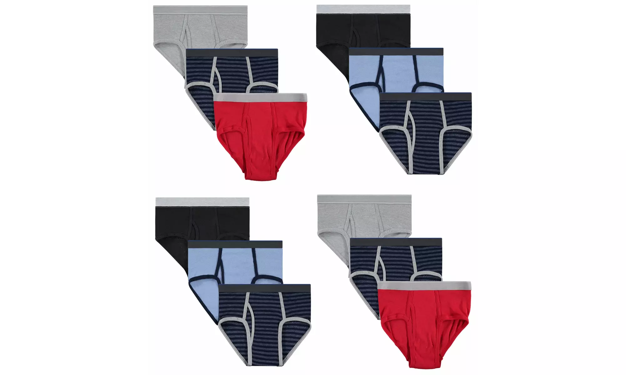 BILLIONHATS 12 Pack Boys Cotton Underwear Boxer Briefs, Bulk Kids Boxer Briefs