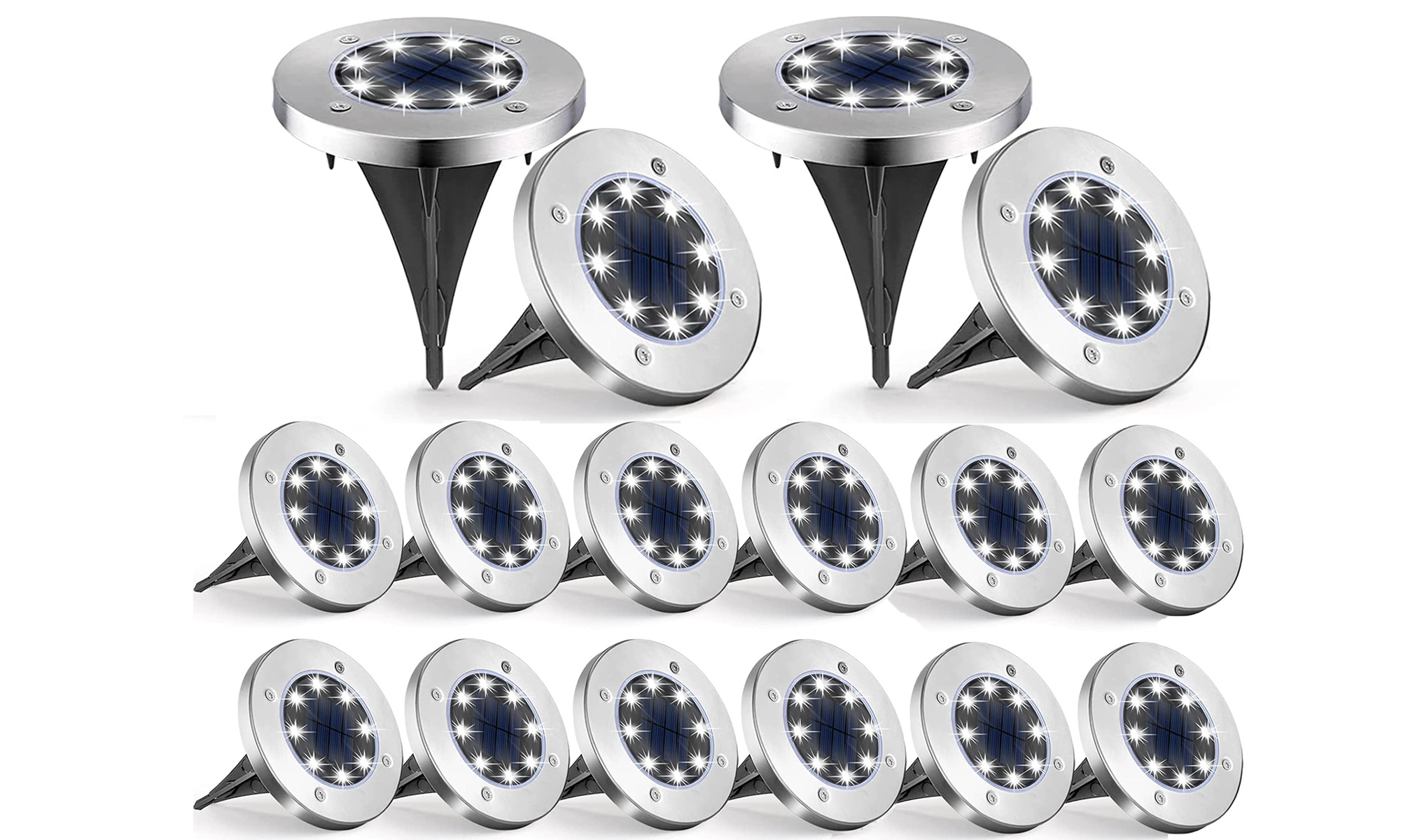 8,16 Pack 8 LED Solar Ground Lights Outdoor Waterproof Solar Disk Lights