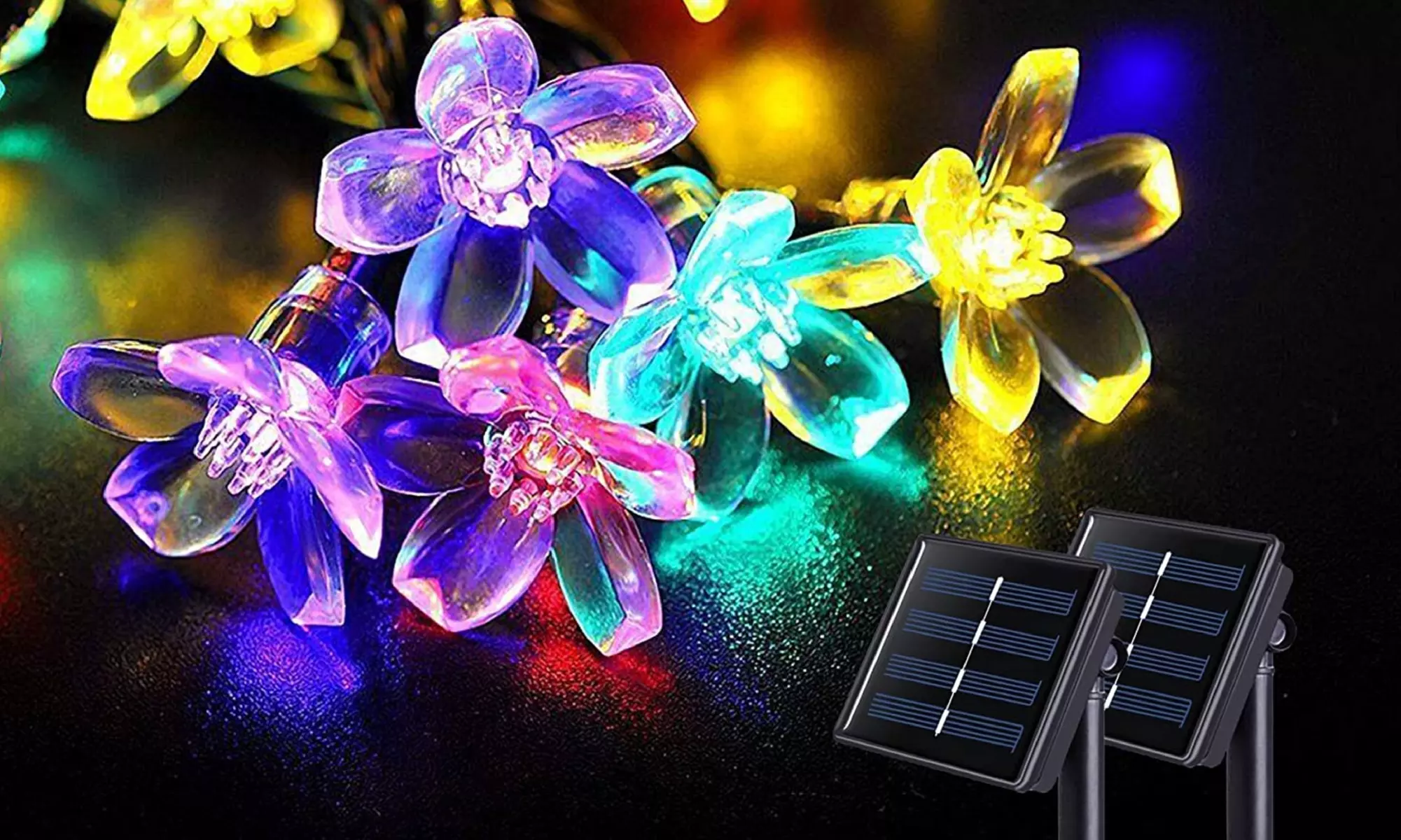 22Ft 50LED Solar Flower String Lights Outdoor Solar Cherry Blossoms Light Decor - Primary Image