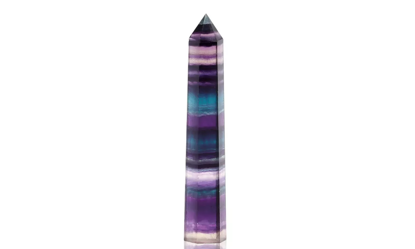 Rainbow Fluorite Healing Crystal Point Wand Faceted Polished Natural Stone