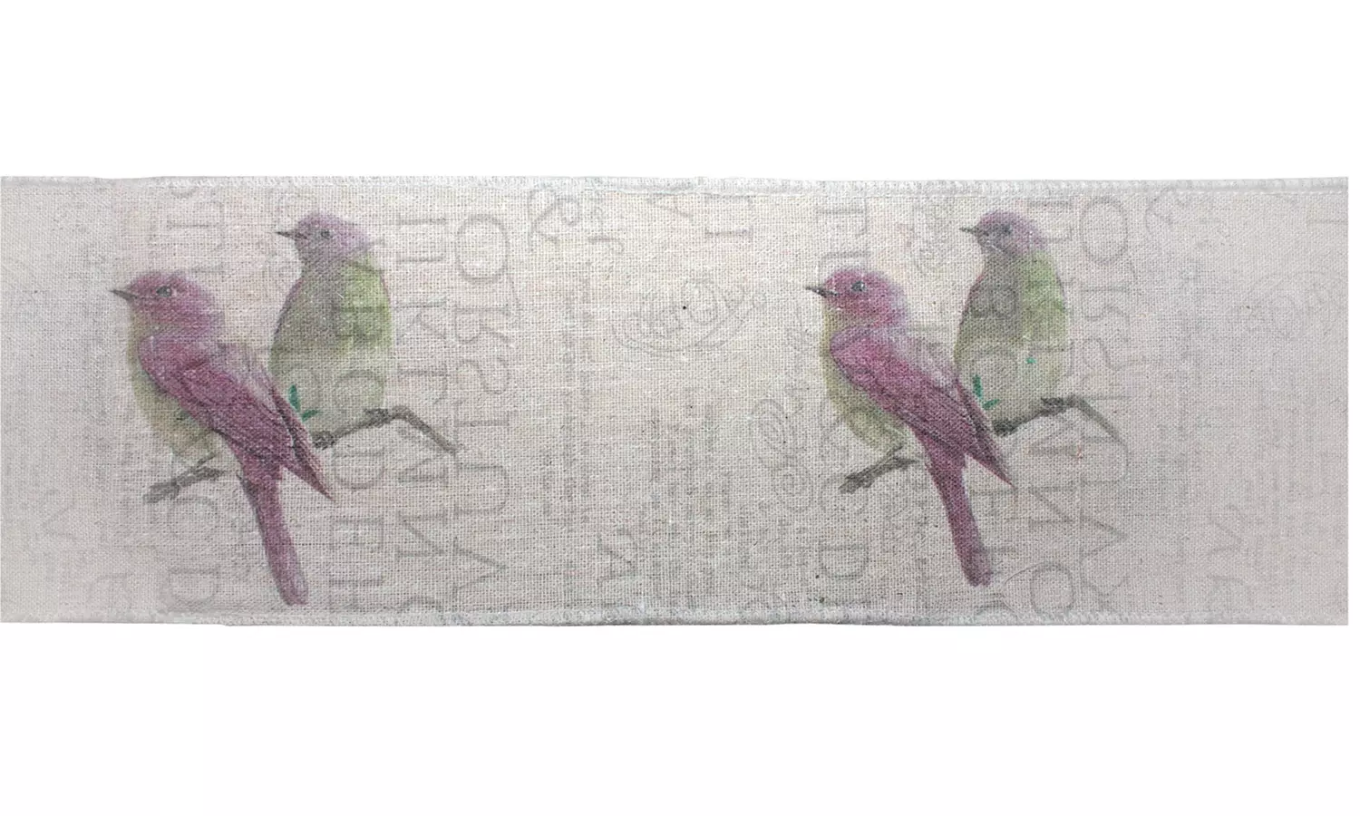 Bird Fabric Ribbon 3" x 3.3 Yds. (4 Rolls)Wired Polyester - Second Medium