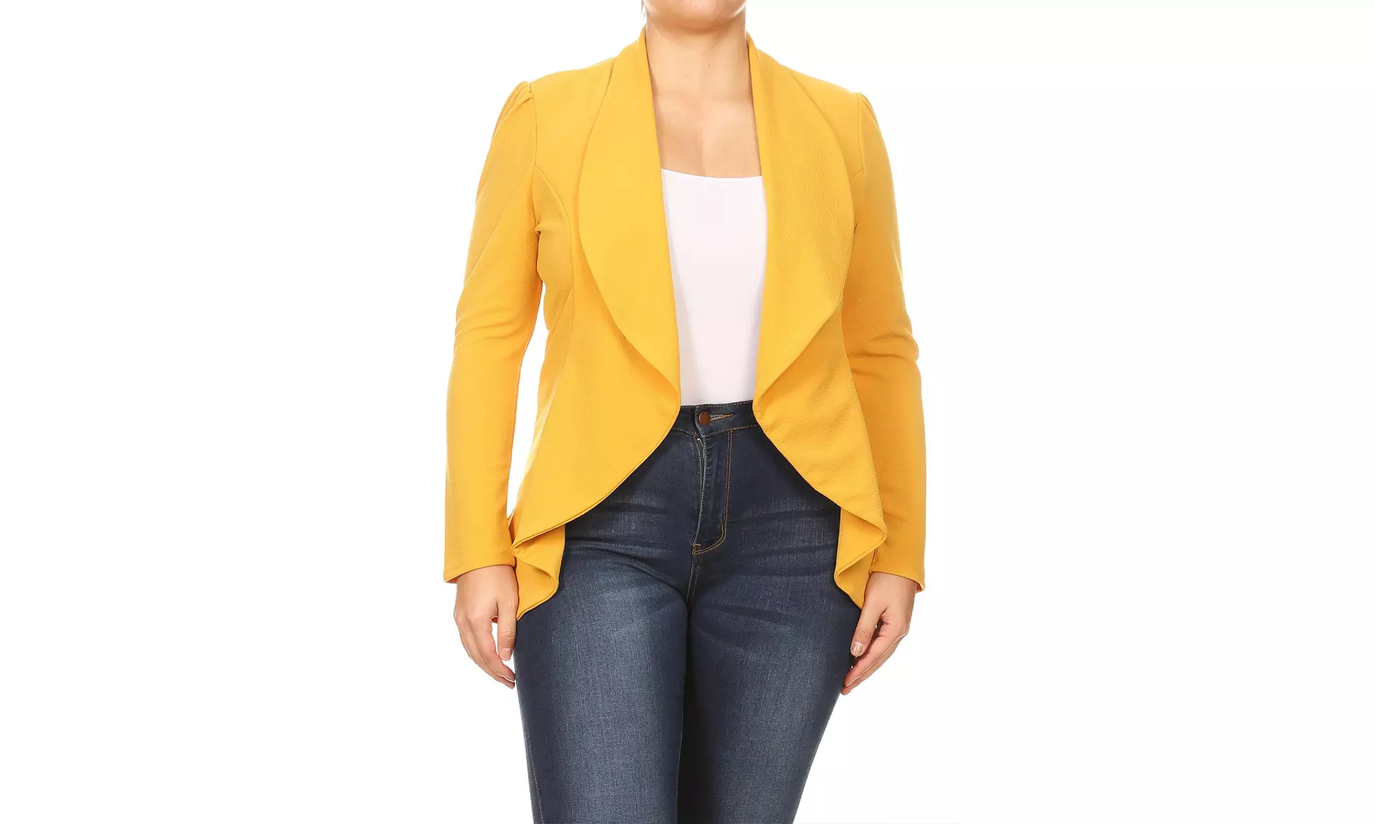 Women's Solid Plus Size Long Sleeves Blazer Jacket