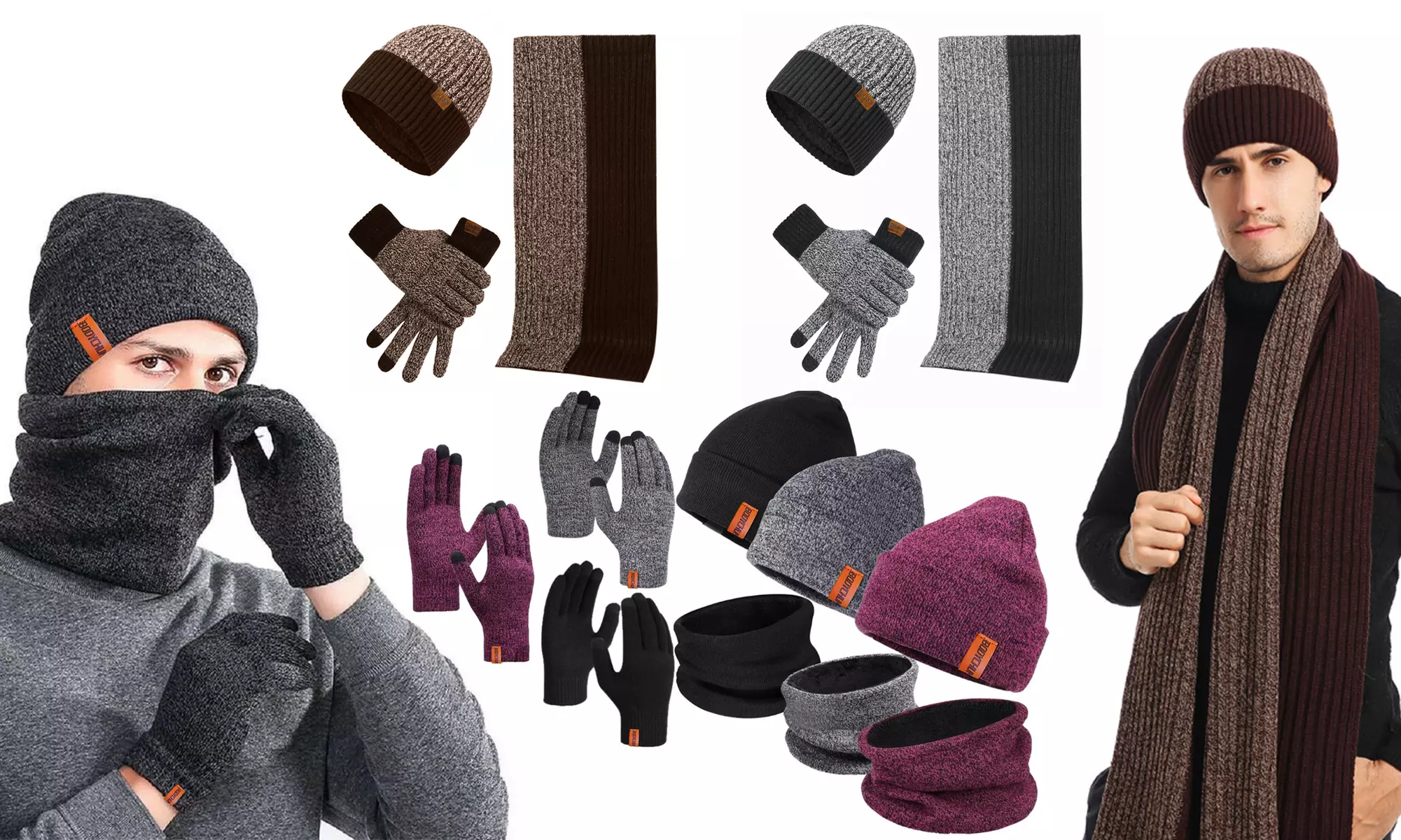 Winter Hats Scarf and Beanie Hat Themal Gloves Set for Men Women Gifts - Primary Image