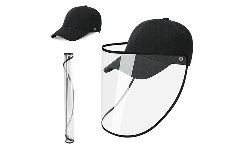 Image 2: Bucket Baseball Cap Protective Face Shield Anti-Splash Dust-Proof Sun Visor Hat