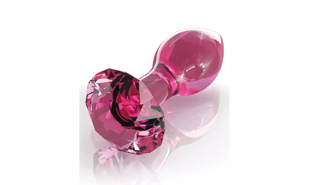 Hand Blown Glass Diamond Butt Plug - Pink  - Primary Image