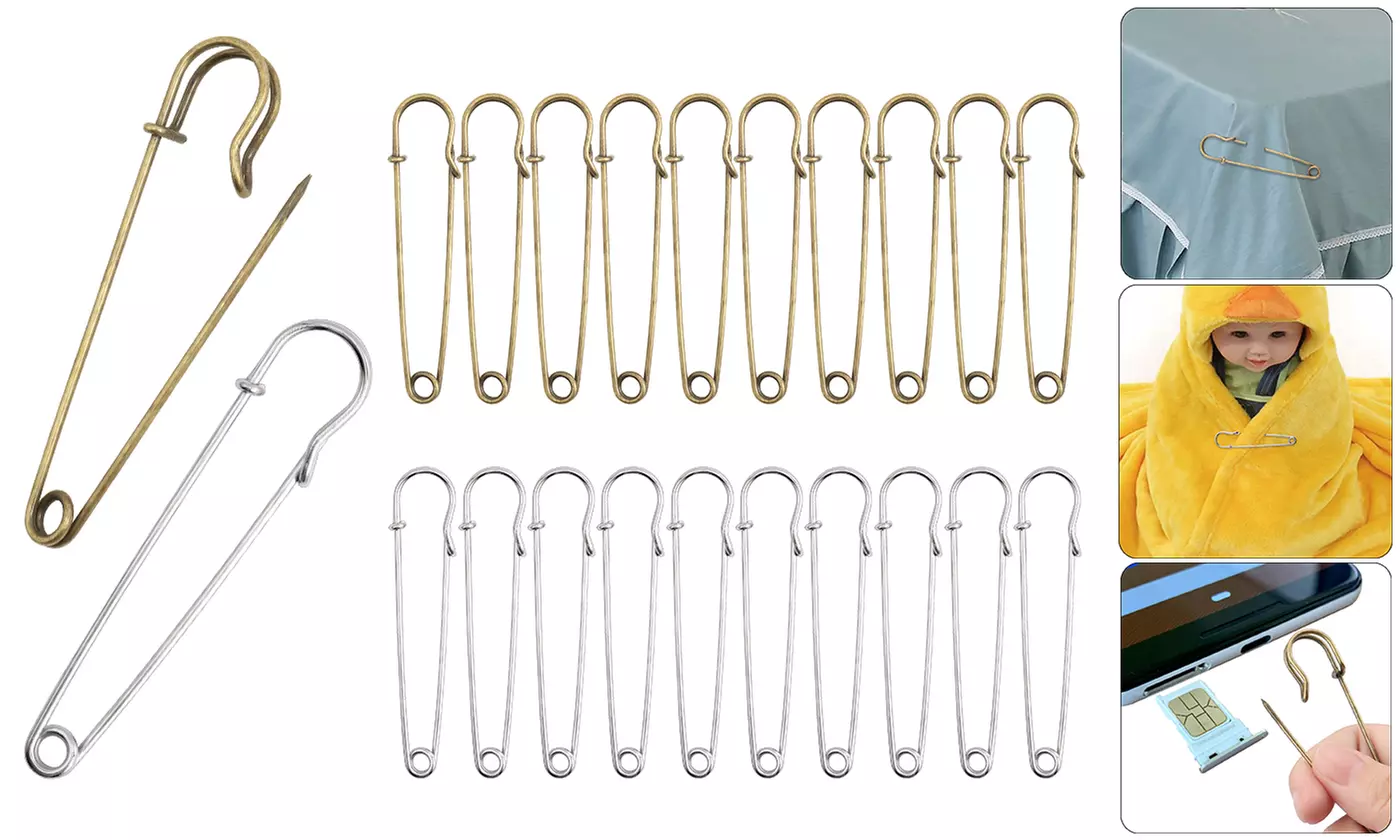 30 Pack of 2.8" Heavy Duty Stainless Steel Safety Pins for Pinning Sewing - Primary Image