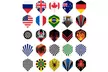 Dart Flights Standard, 25-Set (75 Pcs) Plastic Dart Tails with National Flag - Second Medium